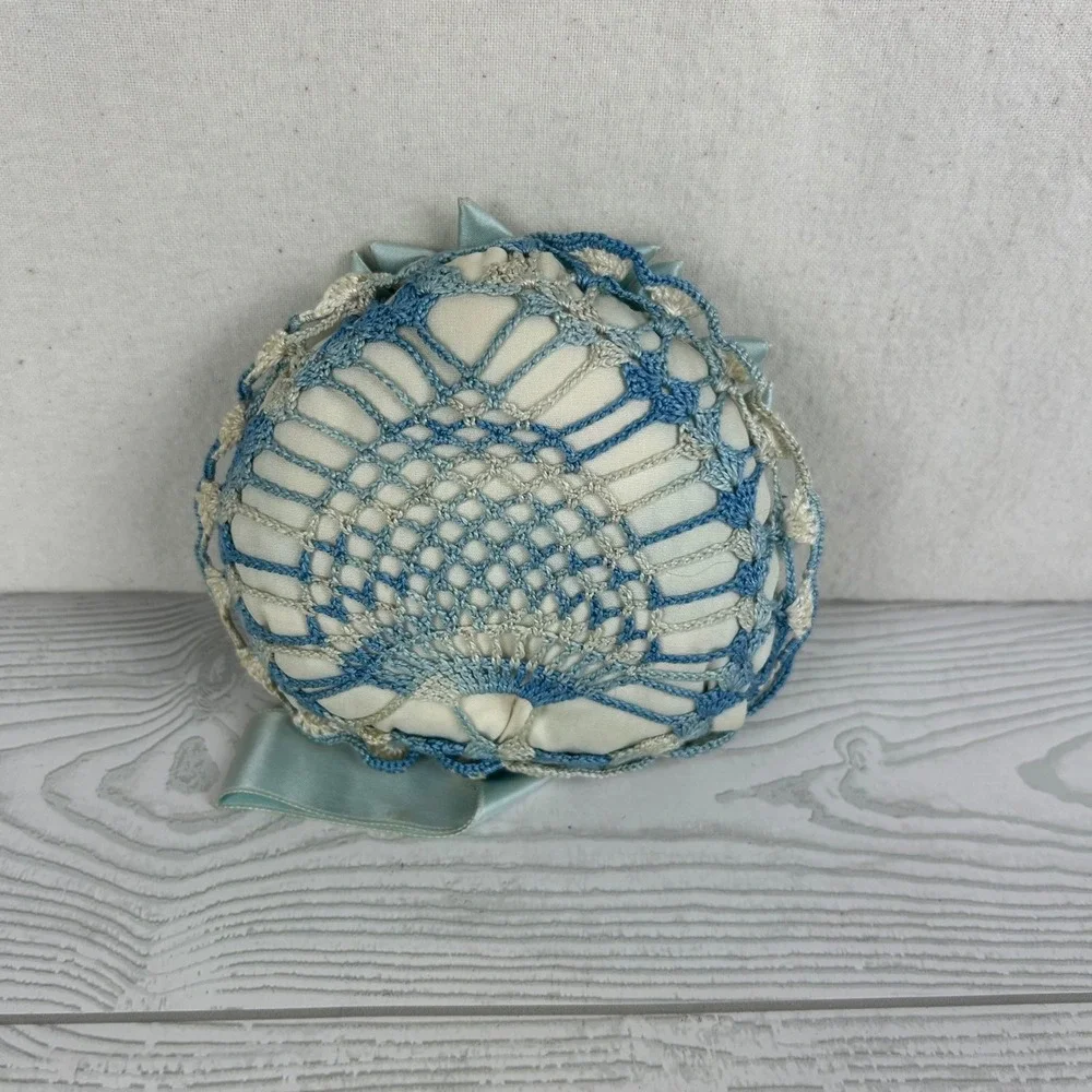Handmade‎ Blue White Heart Sachet Scented Pincushion Decorative Small Pillow